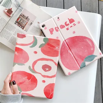 

Cute Tablet Case Cover For iPad Pro 10.2inch Air1 Air2 9.7inch Mini1 2 3 4 5 Peach Pattern Design Shockproof Magnetic Stand Girl