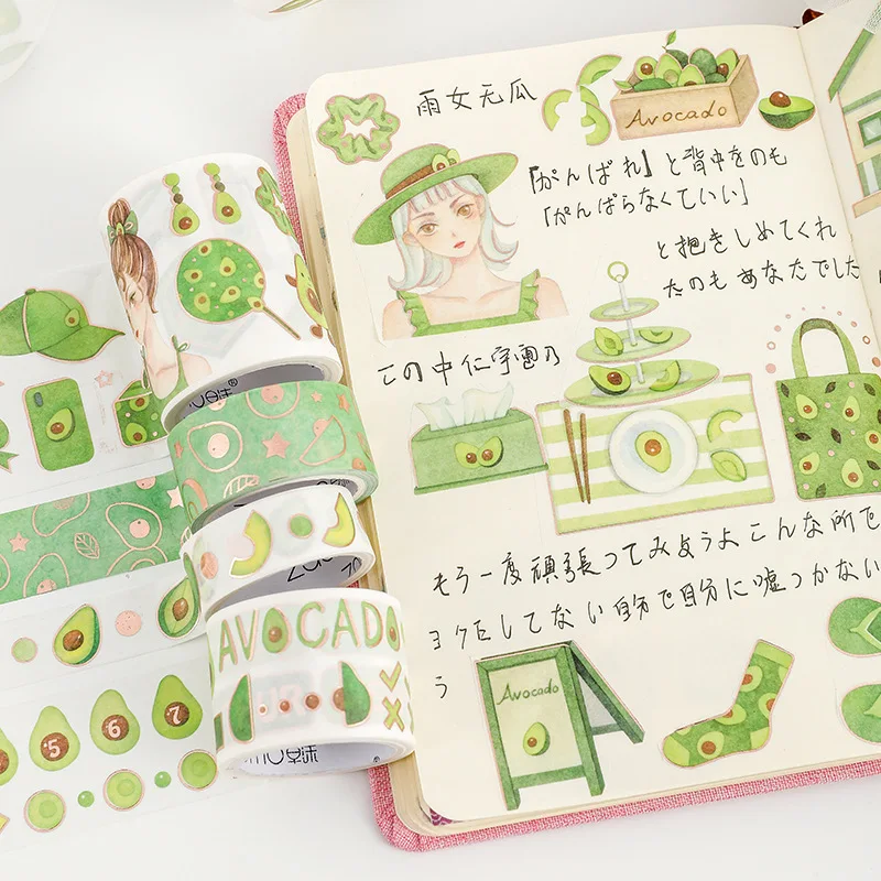 Washi Tape Avocado 3m maskingtape papeleria cute scrapbook office scrapbooking stationery Kawaii Decorative supplie stickers