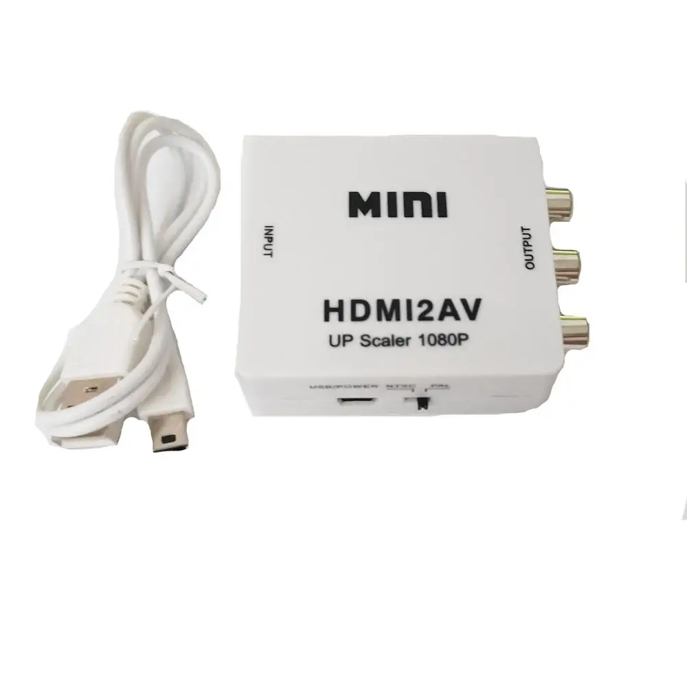 HDMI К AV Scaler адаптер HDMI2AV HD видео конвертер коробка HDMI к RCA AV/CVSB L/R видео 1080P Поддержка NTSC PAL - Цвет: White