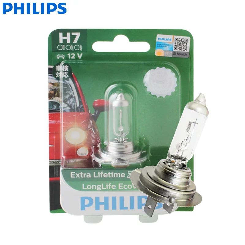 Philips LongLife Eco Vision H1 H4 H7 9003 12V LLECOB1 Автомобильная галогенная фара OEM Автомобильная лампочка HL луч противотуманных фар, 2X