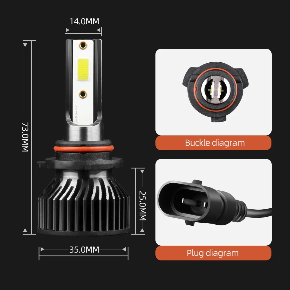 Muxall LED Turbo Car Headlight BulbH7 H4 H11 9006 9004 9007 9012 Mini Size Heatsink 12000LM 6500K Auto Headlamp Car Fog Light