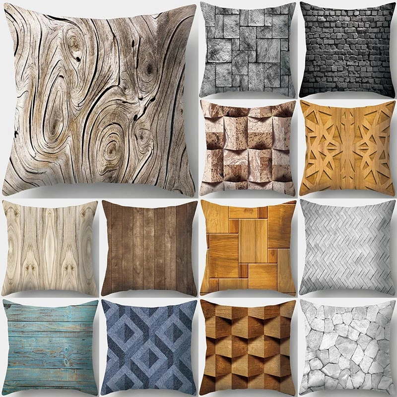 

Wood Stone Pattern Decorative Cushions Pillowcase Polyester Cushion Cover Throw Pillow Sofa Decoration Pillowcover 40962