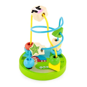 

Mini baby cartoon image around bead Children's kids educational wooden toys for children around beads montesori toys