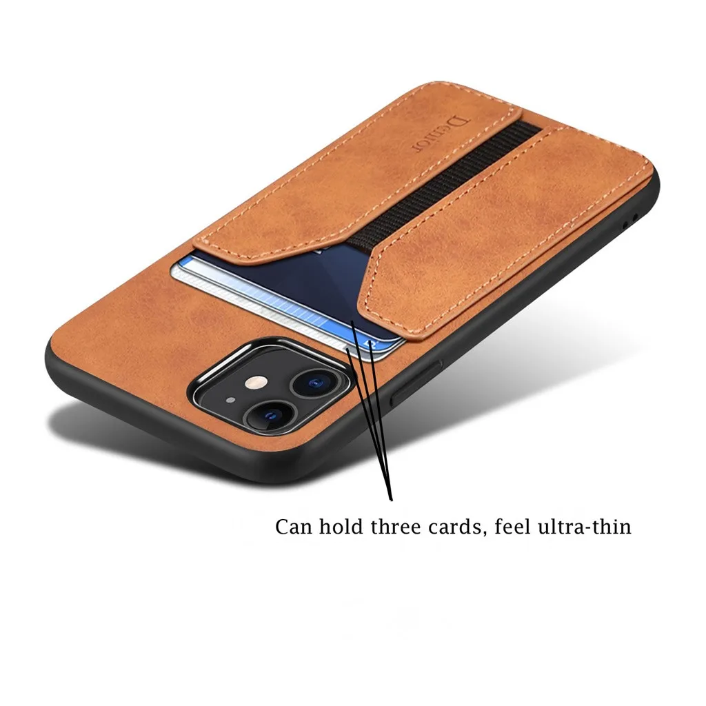 Амортизирующий, Небьющийся и устойчивый к царапинам чехол для кредитных карт для iPhone 11 PU против царапин сверхмощный чехол 6,1 дюймов