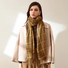 

Imitation Cashmere Scarf Winter Female Warm Printing Plaid Scarf Sweet Shawl Scarf Mid-length Scarf