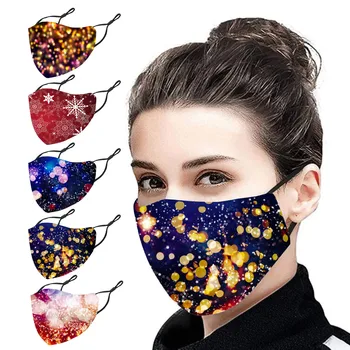 

5pcs Adult Christmas Washable Print Face Mask Universal Dust-proof And Smog-washable Mask Pattern Mask Mascarilla Reutilizable