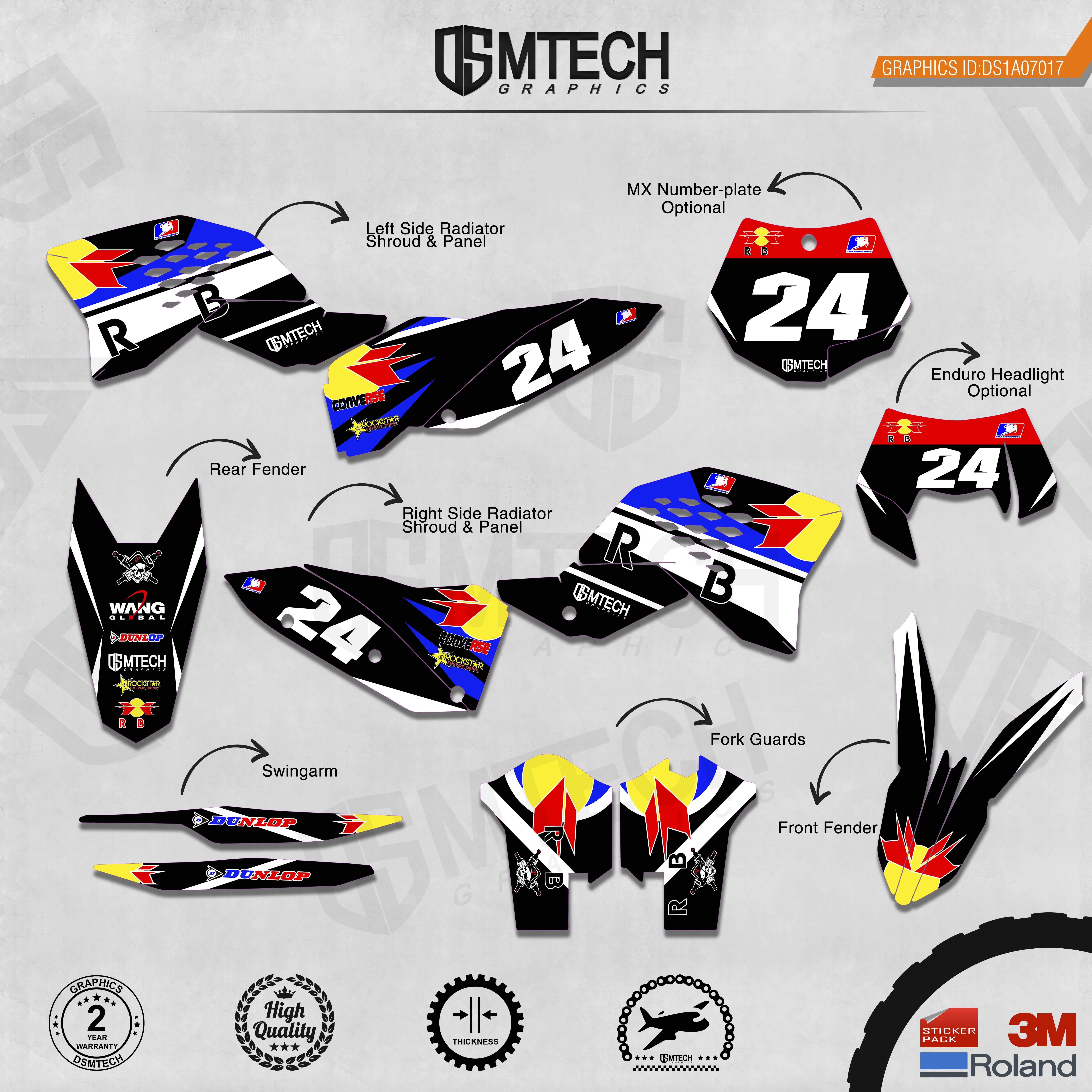 DSMTECH    ׷  Decals 3M   ƼĿ 2007-2010 SXF 2008-2011 EXC 017
