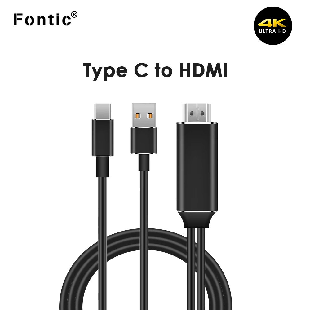 Кабель Переходник USB C на HDMI адаптер 4K 30 Гц длинный кабель Тип Male для каких либо с