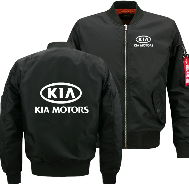 Mens Flying jacket Wintter Warm Slim Fiy Pilot jacket men KIA Motors Car Logo Print Sweatshirt Hip Hop Harajuku Men jacket