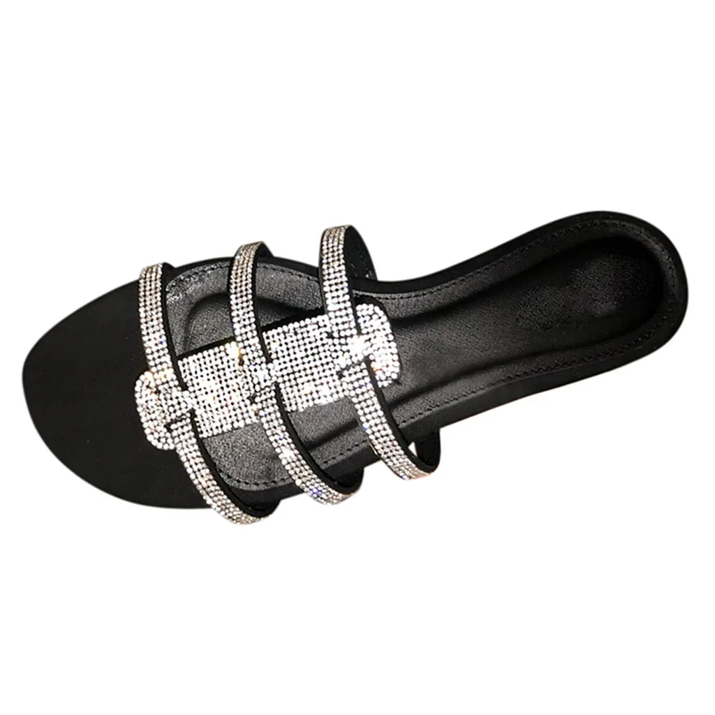 

SAGACE Summer Women's Sandals Crystal Roman Slippers Women Slip-on Flat Bath Slippers Casual Shoes Women Beach Sandals Footwear