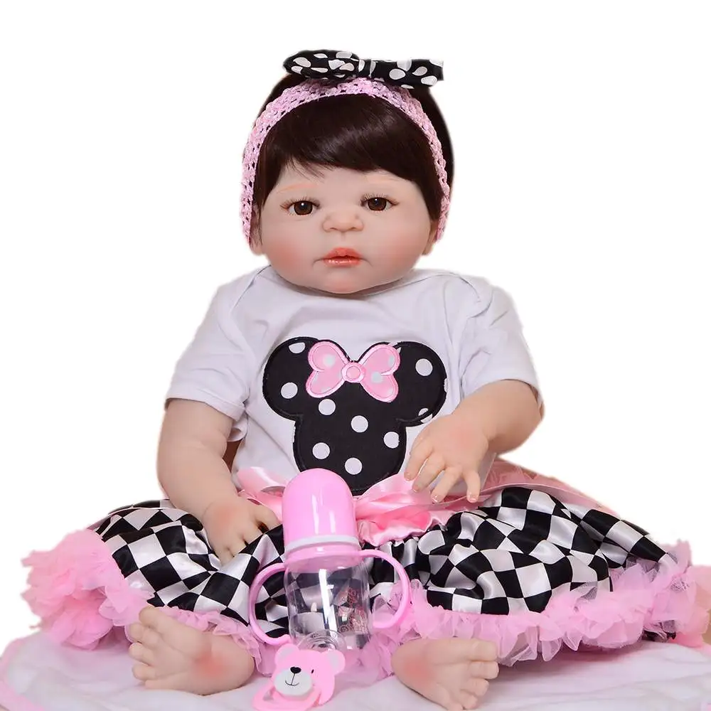 

KEIUMI Lifelike 23'' 57cm Reborn Alive Doll Full Body Silicone Baby Doll Toy For Children's Day Festival Gift Wear Skirt