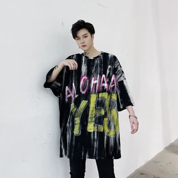 

Men Summer Letter Graffiti Print Short Sleeve Casual Loose Tees Shirts Male Streetwear Hip Hop Vintage Fashion T-shirt