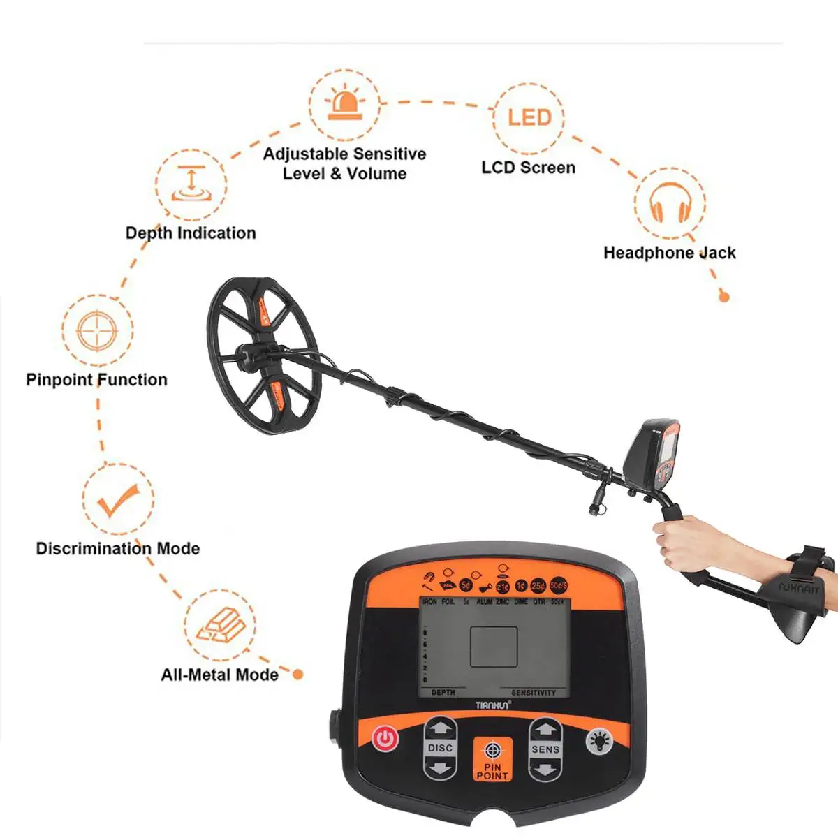 US $143.55 TX960 Professional Underground Metal Detector Gold Detectors LCD Display Sound Mode Treasure Hunter Tracker Finder Waterproof