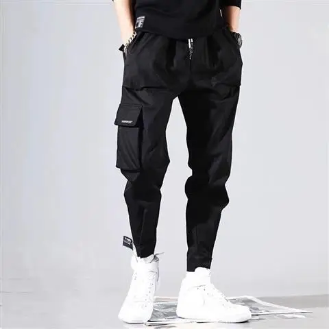 3XL XXXL мульти-карман эластичный пояс дизайн шаровары для мужчин Уличная панк хип-хоп повседневные брюки Джоггеры мужские брюки для танцев - Цвет: 15