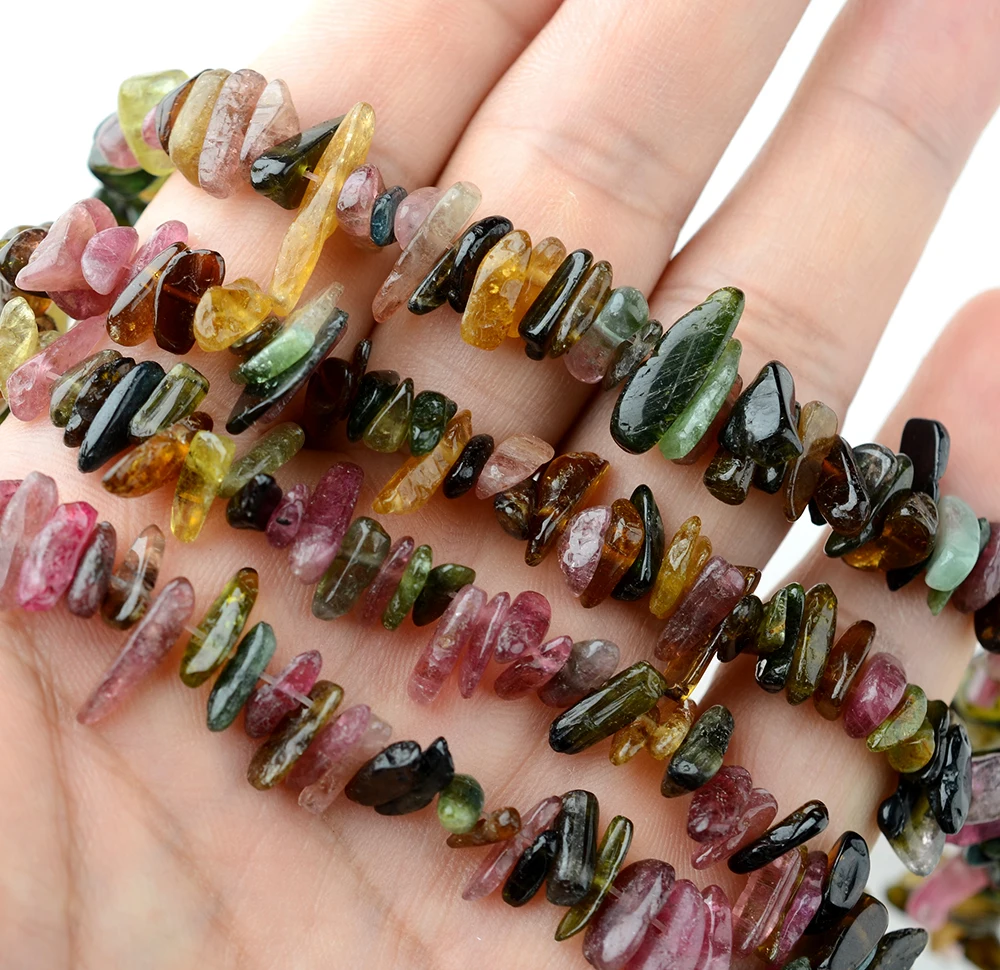 2 strands  12MM Natural Tourmaline Chip Beads 15.5''