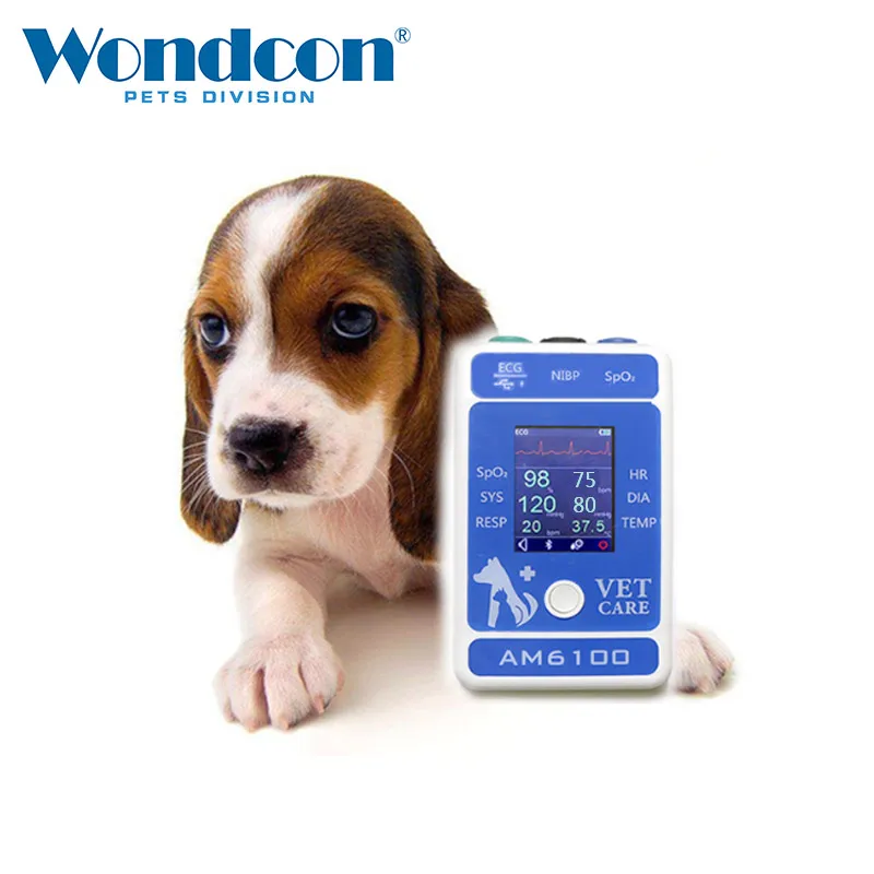 Wondcon-Monitor Digital NIBP SpO2 PR ECG para pacientes de veterinaria, con Bluetooth, para perros y mascotas, oxímetro de pulso portátil