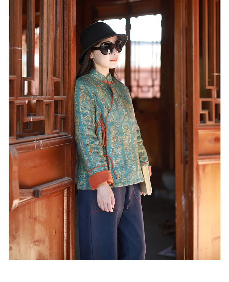 LZJN 2019 New Autumn Winter Short Padded Coats Chinese Style Contrast Color Bandage Quilted Thick Women Jacket Coat (23)