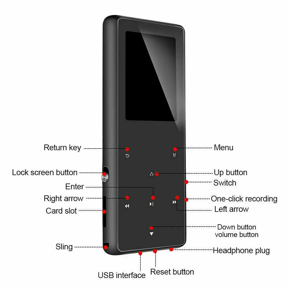 Портативный Bluetooth Mp3 музыкальный плеер с fm-динамиком Hi-Fi без потерь до 128 ГБ