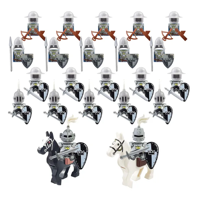 24pcs Dragoon Castle Royal King's Knight Blue Lion Knights Battle Steed Rome Cavalry Warrior Building Block Mini Figure 3