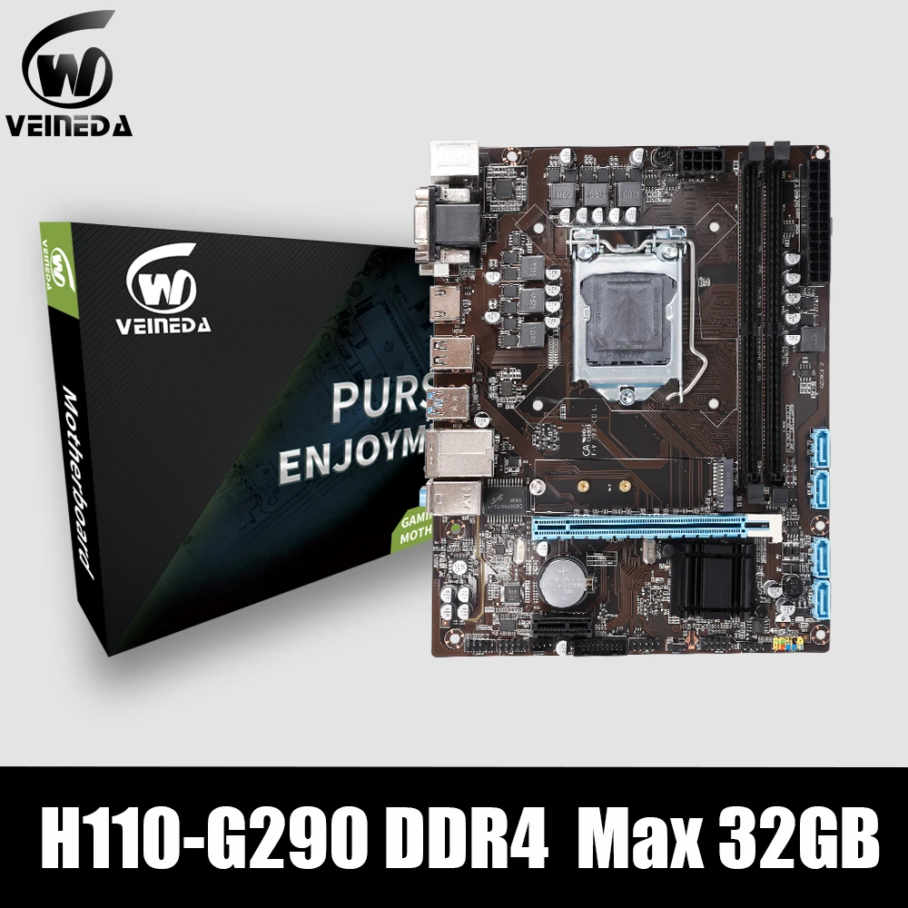 VEINEDA DDR4 материнская плата lga 1151 H110 G290 поддержка ddr 4 память 2400 2666 макс . 32 ГБ для Intel