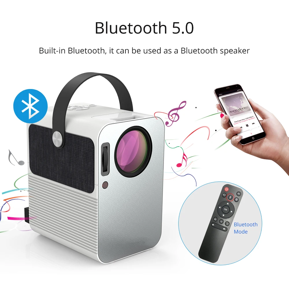 Everycom r10 led vídeo mini projetor hd 720p portátil beamer suporte completo hd 1080p uso do cinema de cinema em casa como alto-falante bluetooth,Este é um código de desconto 99 menos 15:DISC15-2
