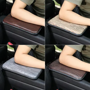 

Car Central Armrest Pad Handrail Box Cushion Center Console Leather Non-slip Wood Texture Mat Cushion Pillow Cover Protective