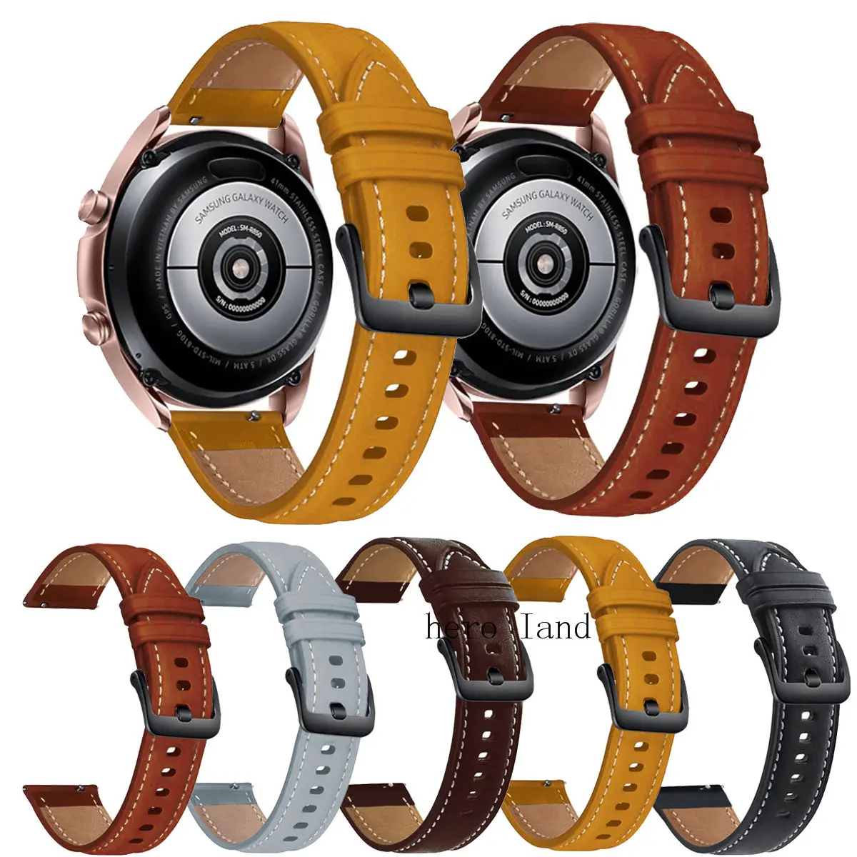 GenuineLeatherWatchbandstrapForSamsungGalaxyWatch345mm41mm