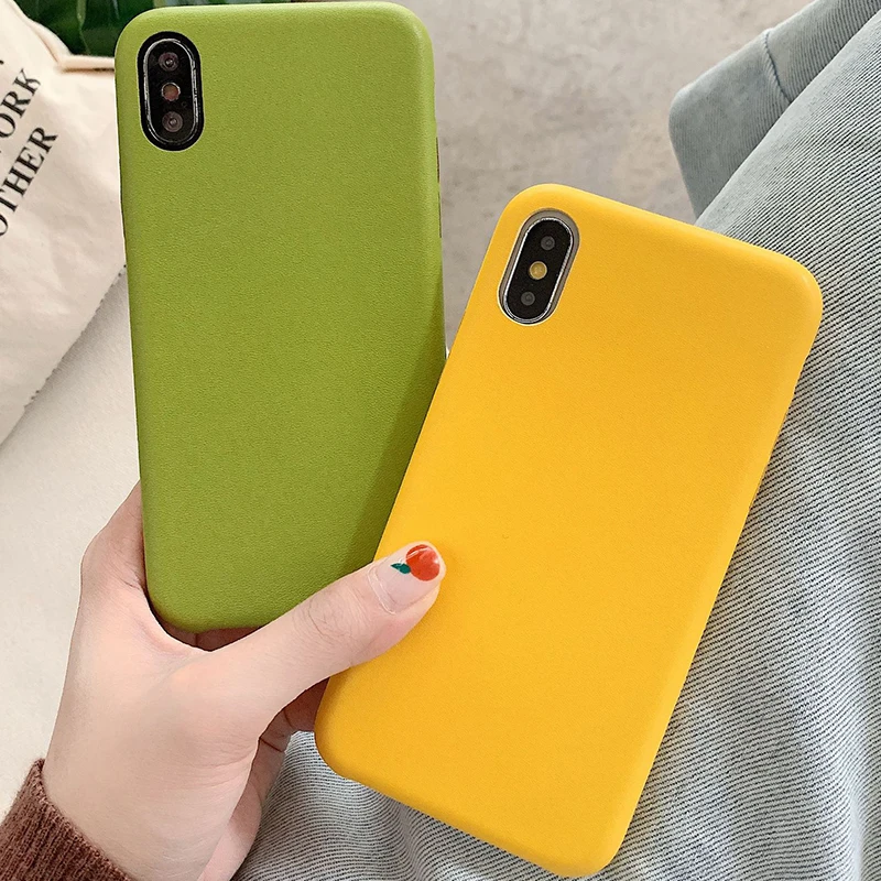 Простой карамельный цвет чехол для телефона iPhone 6 6s 7 8 Plus X Xs XR Max Мягкая обложка на