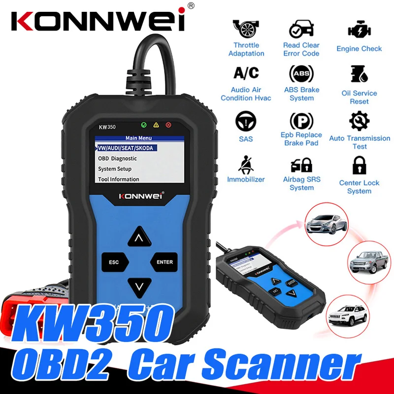KONNWEI KW350 автомобильный OBD2 диагностический сканер цифровой инструмент для
