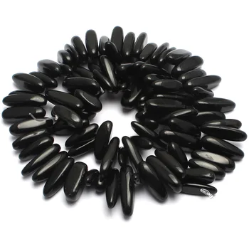 

10-18 mm Irregular Stick Black Agates Stone Beads Strip Shape Spacer Beads For Jewelry Making DIY Necklace Bracelet Material 15"