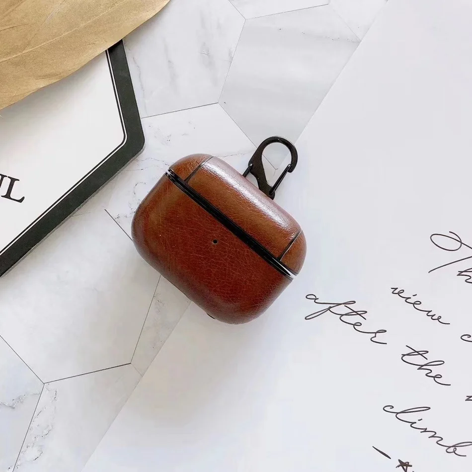 Deep Brown Для AirPods Pro Чехол милый динозавр Брелок «клубника» роскошные наушники из искусственной кожи чехол для AirPods 3 гарнитура защитная сумка - Цвет: Deep Brown