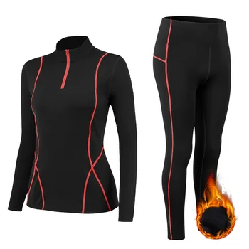 

Winter Ladies Clothes Thermal Underwear Sets Stretch Plus Velvet Warm Intimates Print Long Johns Women Solid Pajamas Set