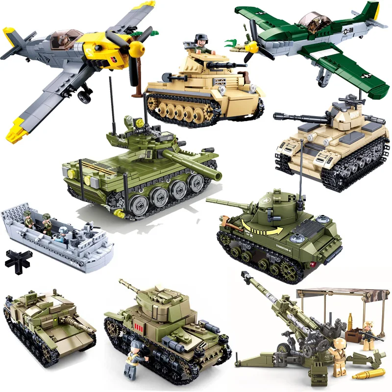 SLUBAN WW II US Military Higgins Landing Craft Warship Building Block Navy Weapons Boat World War 2 Moc Bricks Classic Model Toy