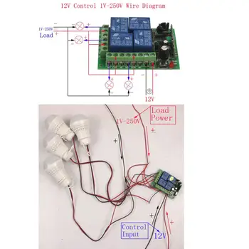 

Universal Wireless Remote Control Switch Module DC12V/24V 4CH Relay Receiver Module with 4 Channel RF 315MHz/433Mhz