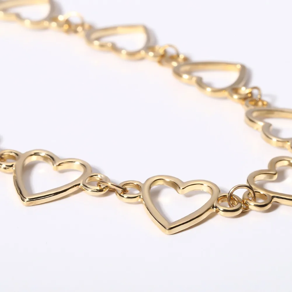 Корейское милое ожерелье-чокер с сердечком, подарок для девушки, милое Золотое серебряное ожерелье, Ювелирное колье для женщин