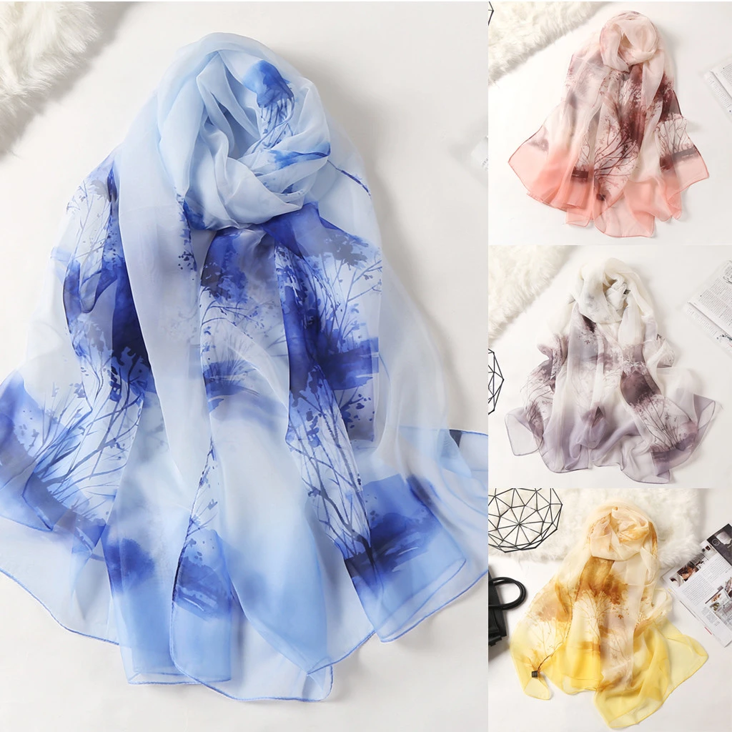 2019 New Women Fashion Spring Autumn Silk Scarfs Square Polyester Scarves Print Flowers Shawl Summer Shawls Hijabs 919