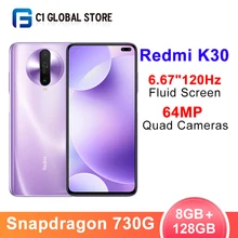 Новейший Смартфон Xiaomi Redmi K30 8 Гб 128 ГБ, Восьмиядерный процессор Snapdragon 730G, четырехъядерный процессор 64 мп, камера 6,67 дюйма, 120 Гц, жидкий экран, 4500 мАч