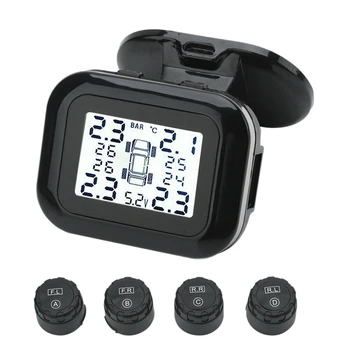 

LCD TPMS Automotive Wireless Tire Pressure Monitoring System Tire Pressure Tire Temperature Monitoring System W/ 4 External Sens