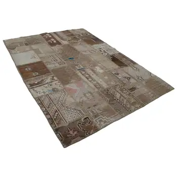 

175x236 Cm Beige Handmade Patchwork Rug-6x8 Ft