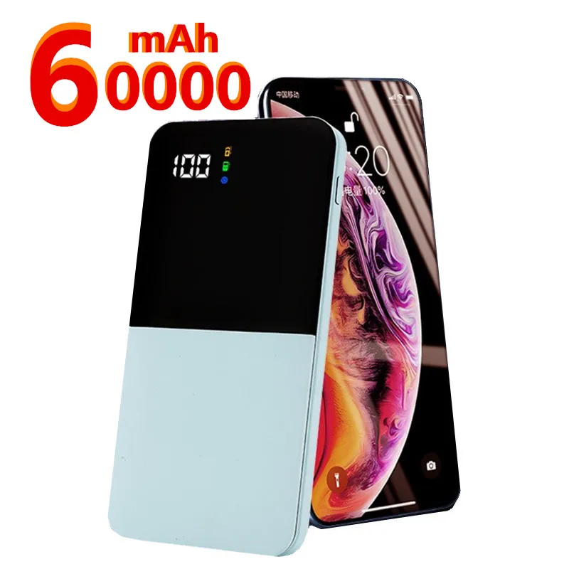 High capacity Power Bank 60000mAh Dual USB LED Display Flash Light Powerbank Portable External Battery Charger Poverbank | Мобильные
