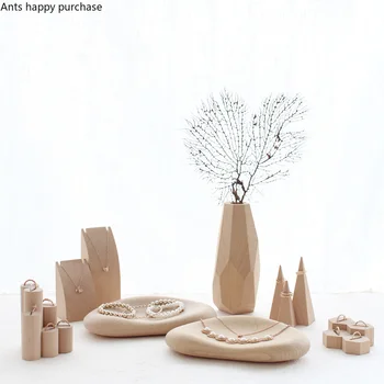

Goose Soft Rock Wooden Tray Jewelry Tray Set Cylindrical Ring Holder Curved Necklace Display Stand Jewelry Display Shooting Prop