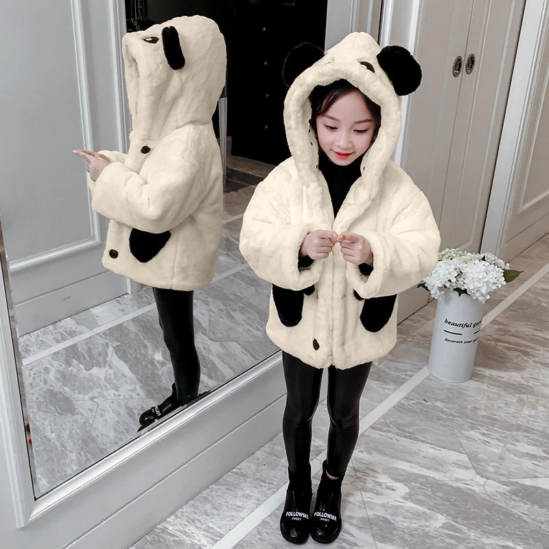 Enfants Belle Sweat A Capuche Panda Oreilles Laine Manteau Pour Bebe Fille Hiver Panda Vetements Enfants Panda Fourrure Manteau Melanges De Laine Vestes Pour Enfants Aliexpress