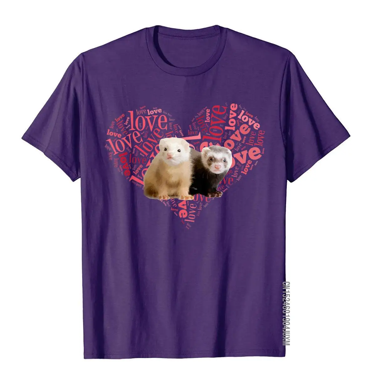 I Love Ferrets T-Shirt - Heart Shaped Ferret Lover Gift__97A137purple