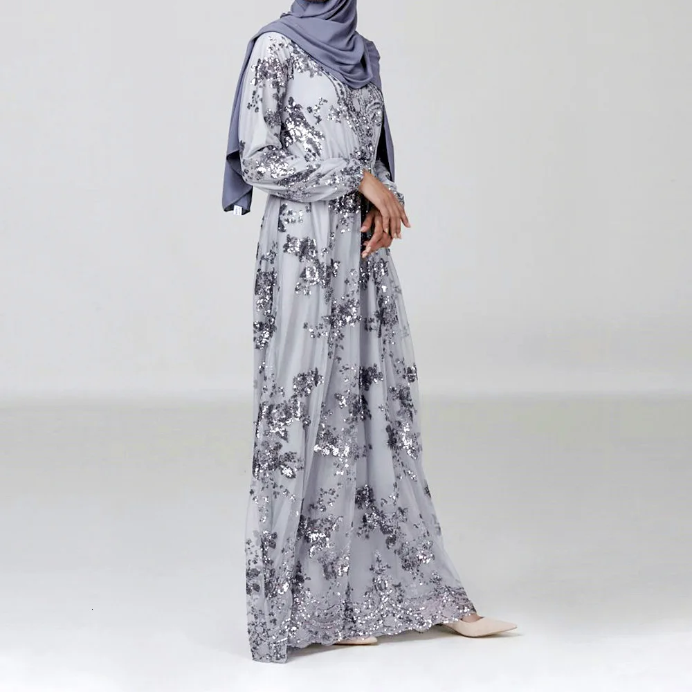 Luxury Muslim Embroidery Abaya Lace Sequins Full Dresses Cardigan KimonoLong Robe Gowns Jubah Middle East Eid Ramadan Islamic