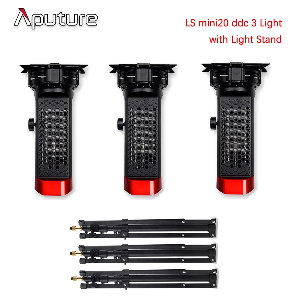 Aputure LS mini20 ddc 3 светильник+ штатив Стенд Комплект TLCI 97+ Дневной светильник 3200-6500K съёмка на пленке COB светодиодный светильник для видеосъемки ing - Цвет: ddc and Stand Kit