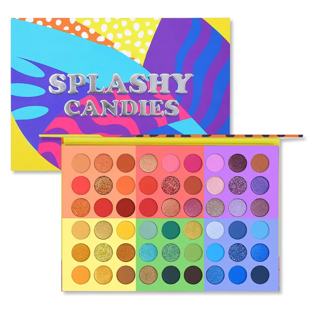 Splashy Конфеты тени для век Палитра 54 цвета металлик мерцающие матовые высокие