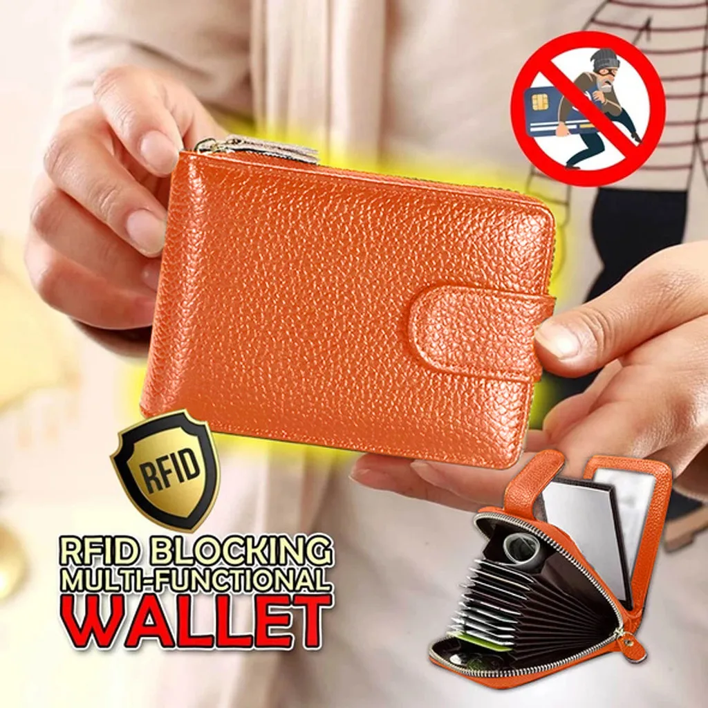 Мужской многофункциональный кошелек из искусственной кожи с блокировкой RFID, многофункциональный держатель для карт, кошелек для монет для мужчин, cartera mujer