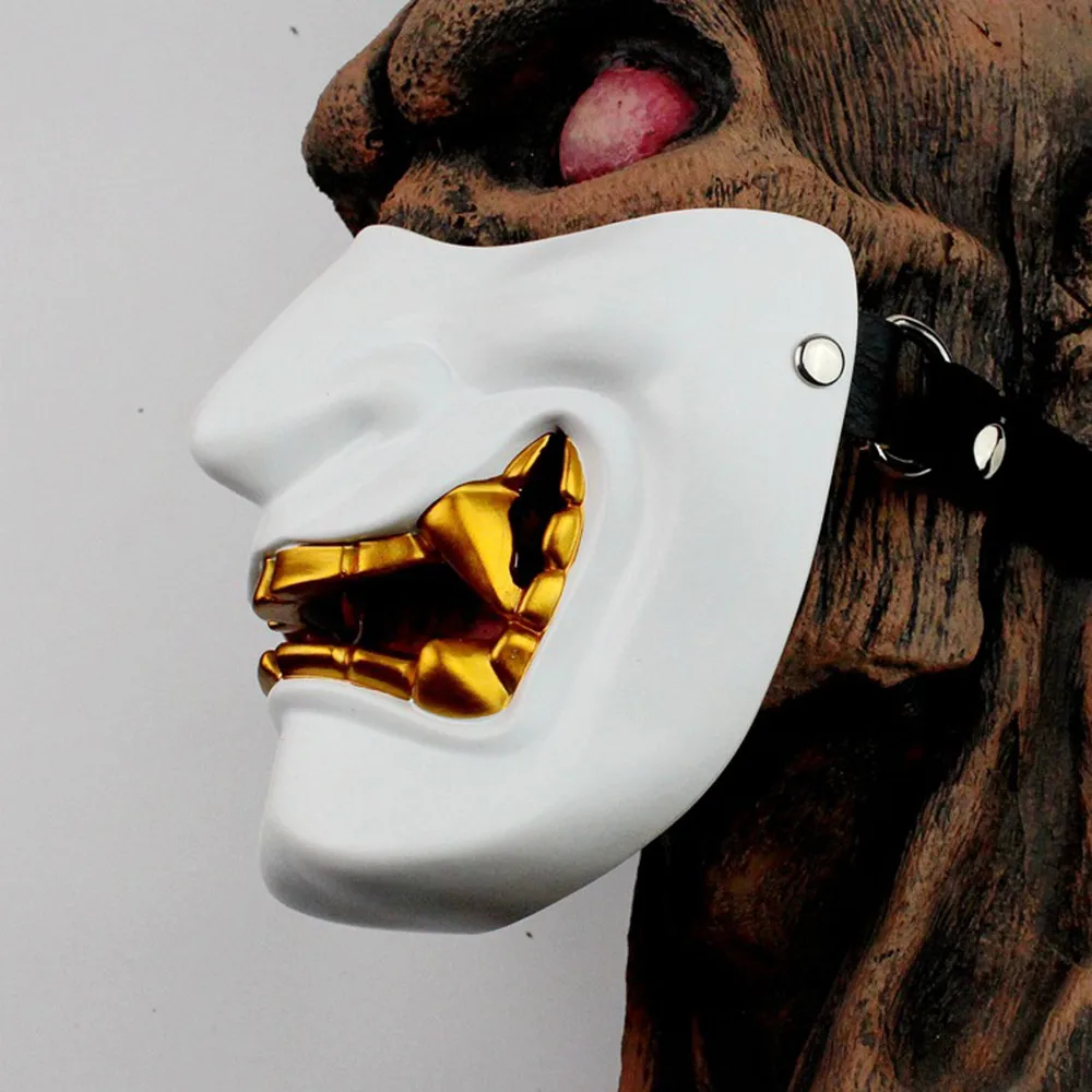 Аксессуары для маскарада на Хеллоуин дьявол самурая тактическая маска ужаса лица маска вечерние аксессуары для косплея Прямая c - Цвет: White