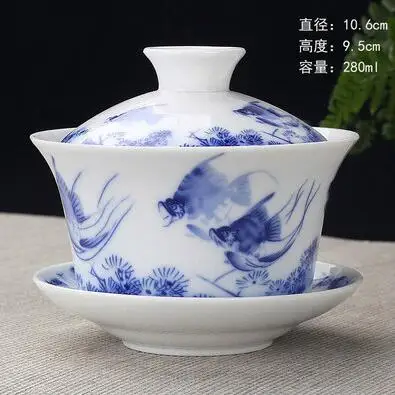 Ручная роспись озеро и горы керамический фарфор гайвань китайский чайный набор кунг-фу чайная посуда Tureen Sancai чайная чашка пуэр чайник - Цвет: 280ml