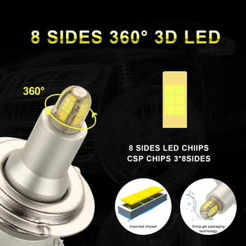 

Blubs Headlights W/ Smart Chips H7 Parts Set Mini Car LED Lamp 18000LM